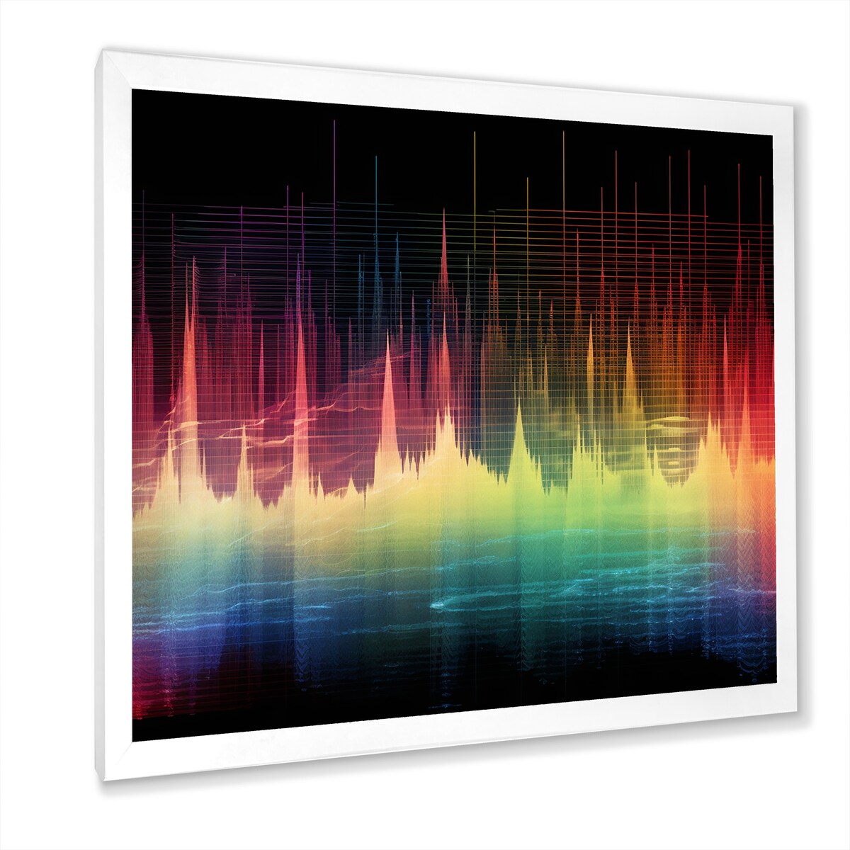 Designart "Sounds Of The Waves Spectogram" Abstract Shapes Framed Canvas Wall Art