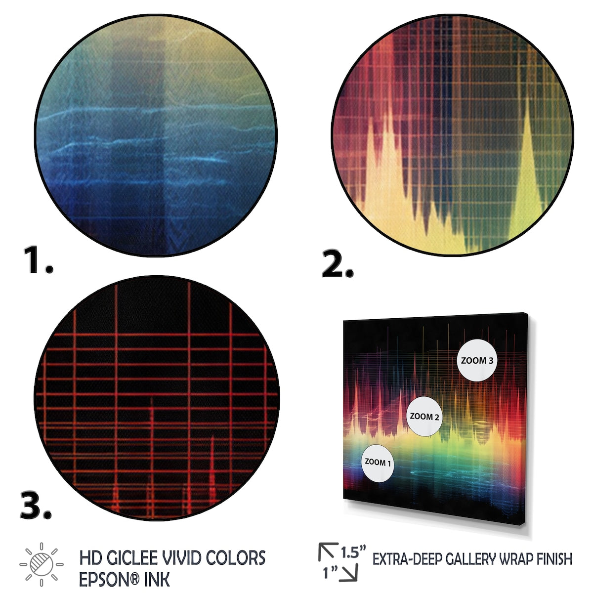 Designart "Sounds Of The Waves Spectogram" Abstract Shapes Framed Canvas Wall Art