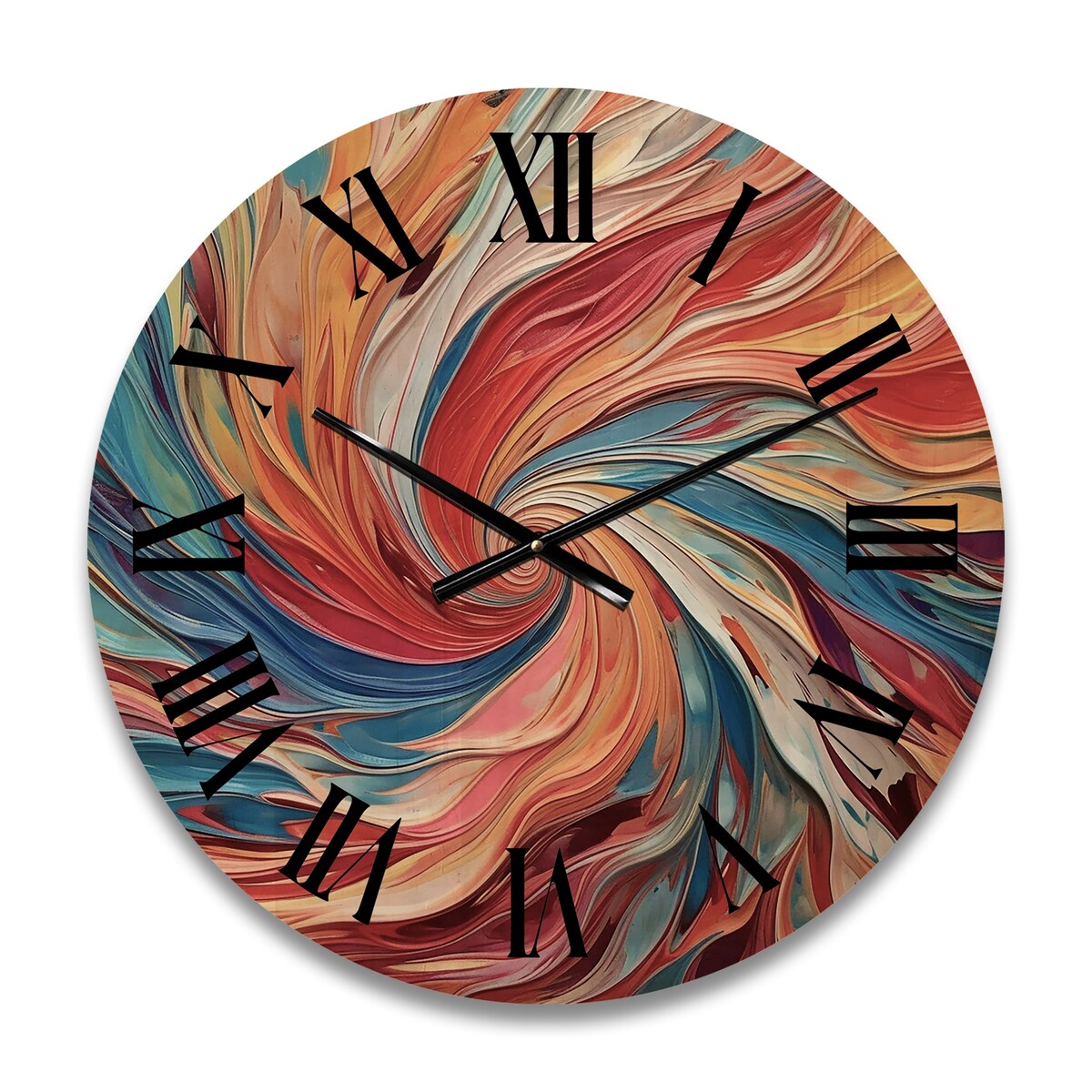 Designart "Spiral Symphony IV" Abstract Spirals Oversized Wood Wall Clock