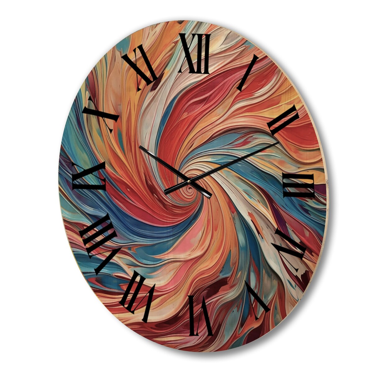 Designart "Spiral Symphony IV" Abstract Spirals Oversized Wood Wall Clock