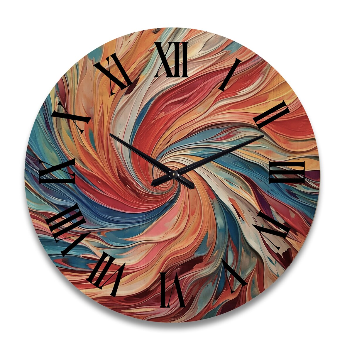 Designart "Spiral Symphony IV" Abstract Spirals Oversized Wood Wall Clock