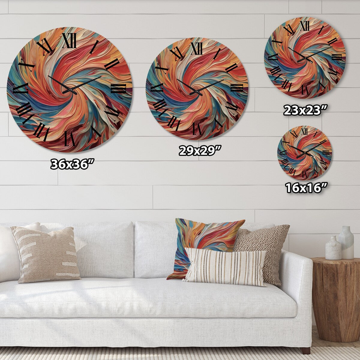 Designart "Spiral Symphony IV" Abstract Spirals Oversized Wood Wall Clock