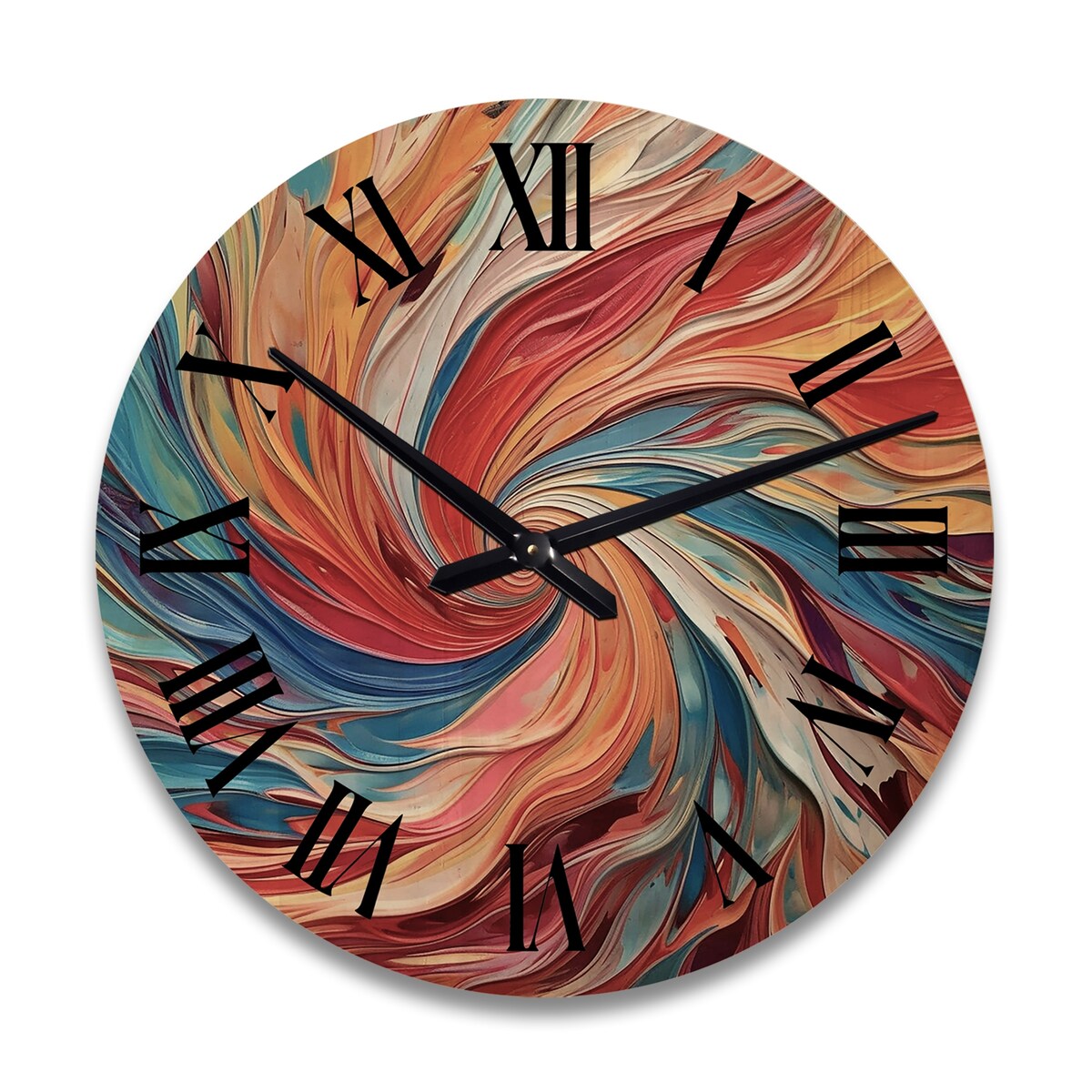 Designart "Spiral Symphony IV" Abstract Spirals Oversized Wood Wall Clock