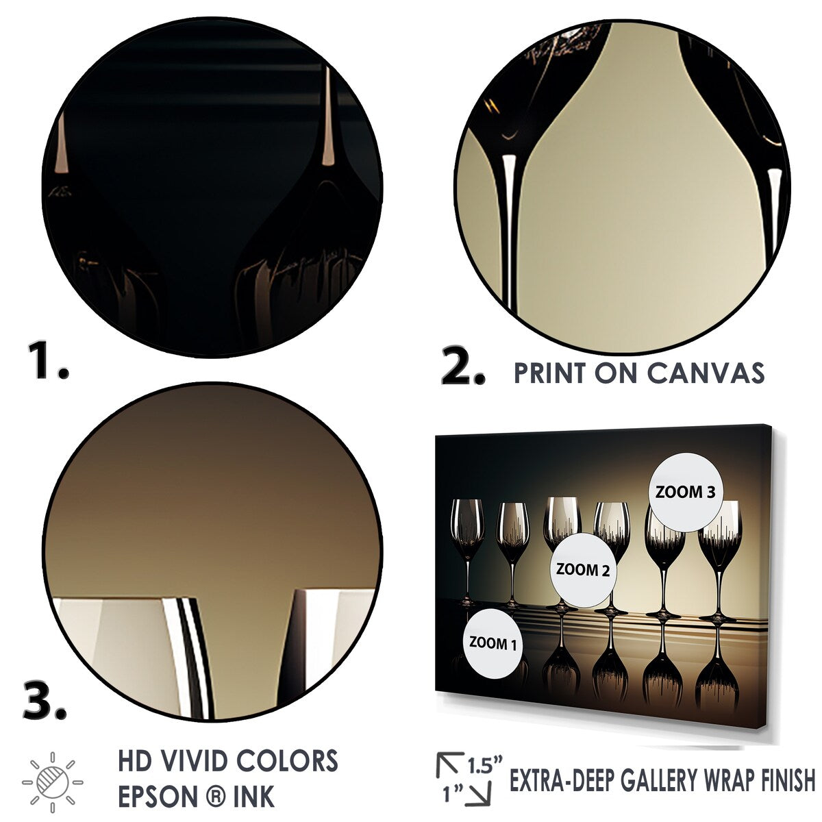 Designart "Stemware Wine Glass Silhouettes " Drinkware Wall Art