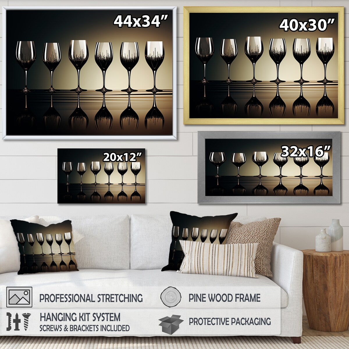 Designart "Stemware Wine Glass Silhouettes " Drinkware Wall Art
