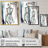 Designart "Street Fashion Model In Vintage Blue II" Fashion Woman Framed Canvas Art Print