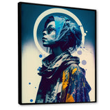 Designart "Street Fashion Model In Vintage Blue II" Fashion Woman Framed Canvas Art Print