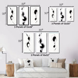 Designart "Subtle Ink Monochromatic Symphony IV" Abstract Painting Black - Canvas Set Of 3 For Living Room Decor