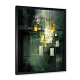 Designart "Sudden Serenity Abstract Retro Emerald And Gold" Abstract Painting Framed Canvas Prints