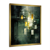 Designart "Sudden Serenity Abstract Retro Emerald And Gold" Abstract Painting Framed Canvas Prints