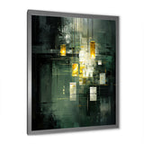 Designart "Sudden Serenity Abstract Retro Emerald And Gold" Abstract Painting Framed Canvas Prints