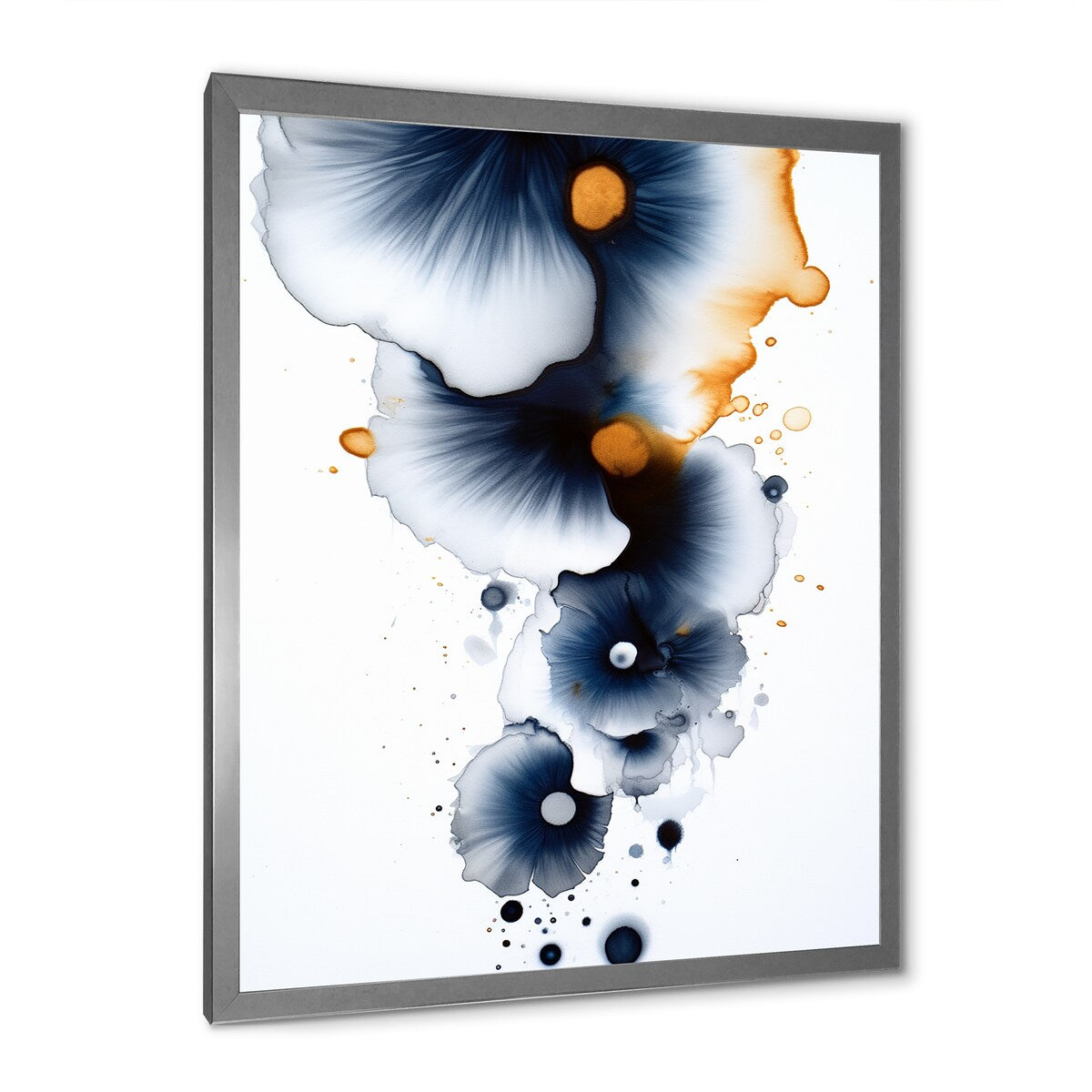 Designart "Suites Of Distant Moods Abstract Gilded Ink I" Abstract Painting Framed Canvas Art Print