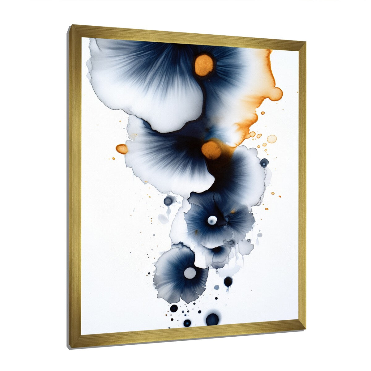 Designart "Suites Of Distant Moods Abstract Gilded Ink I" Abstract Painting Framed Canvas Art Print