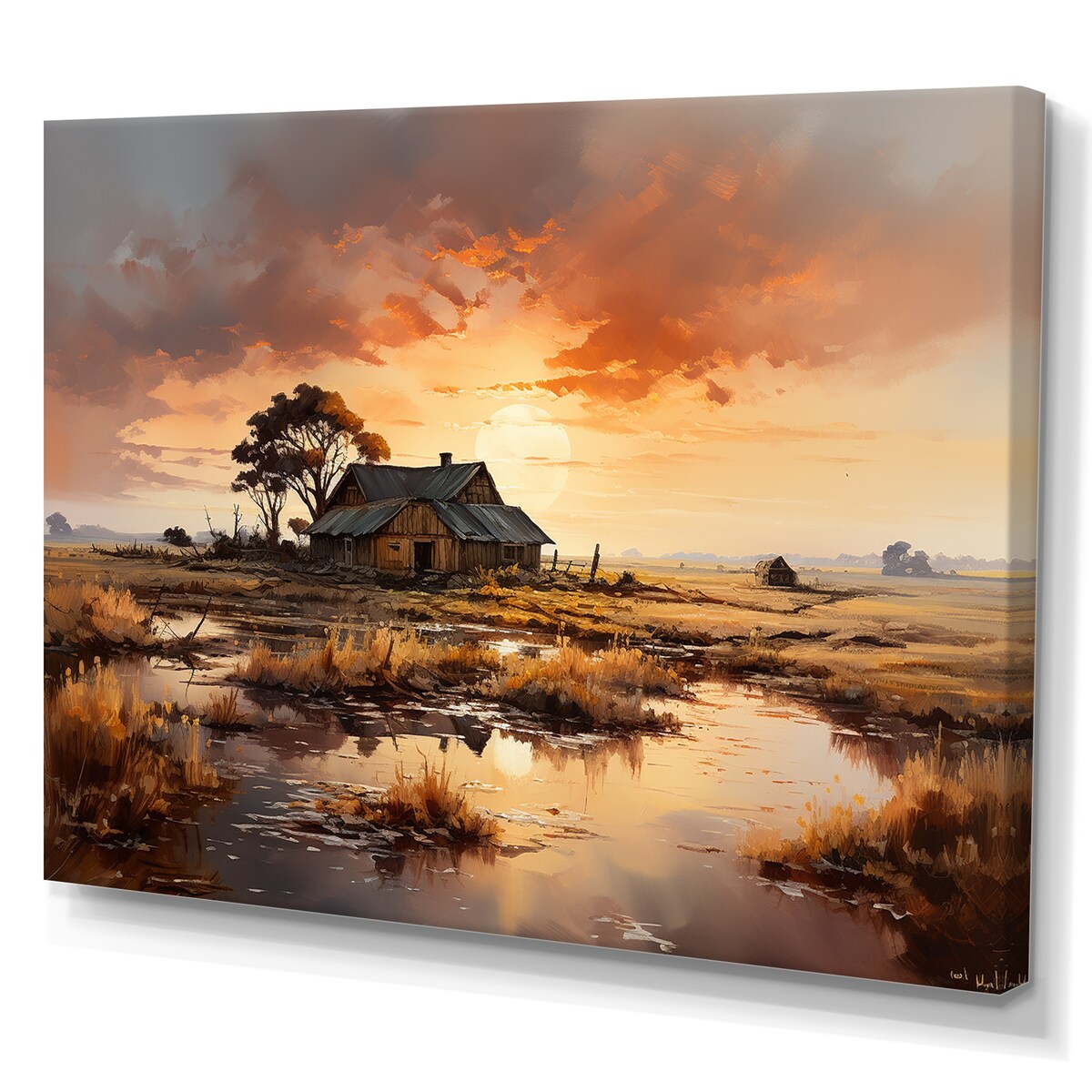 Designart "Sunrise Countryside Farm Unveiled" Farm Wall Art