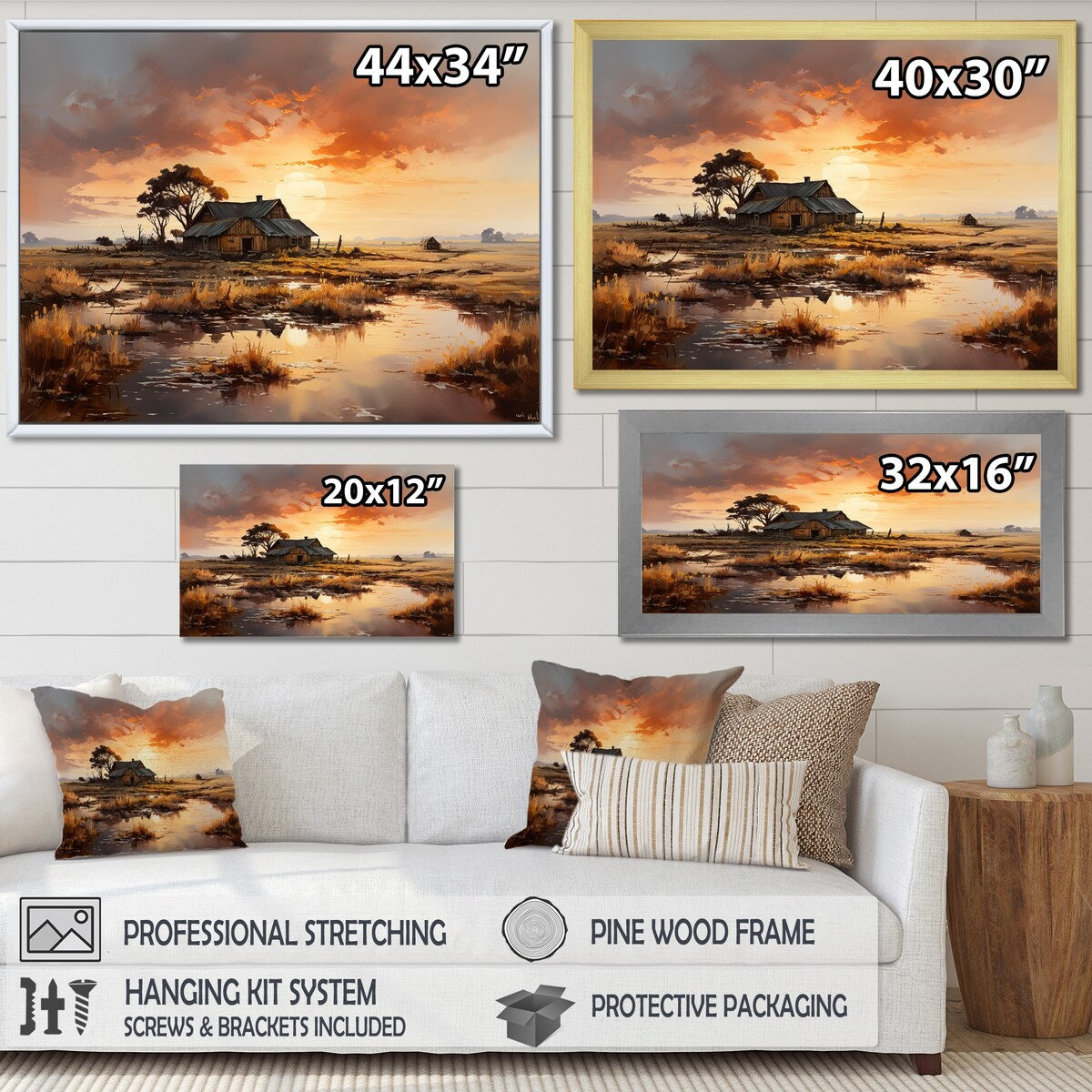 Designart "Sunrise Countryside Farm Unveiled" Farm Wall Art
