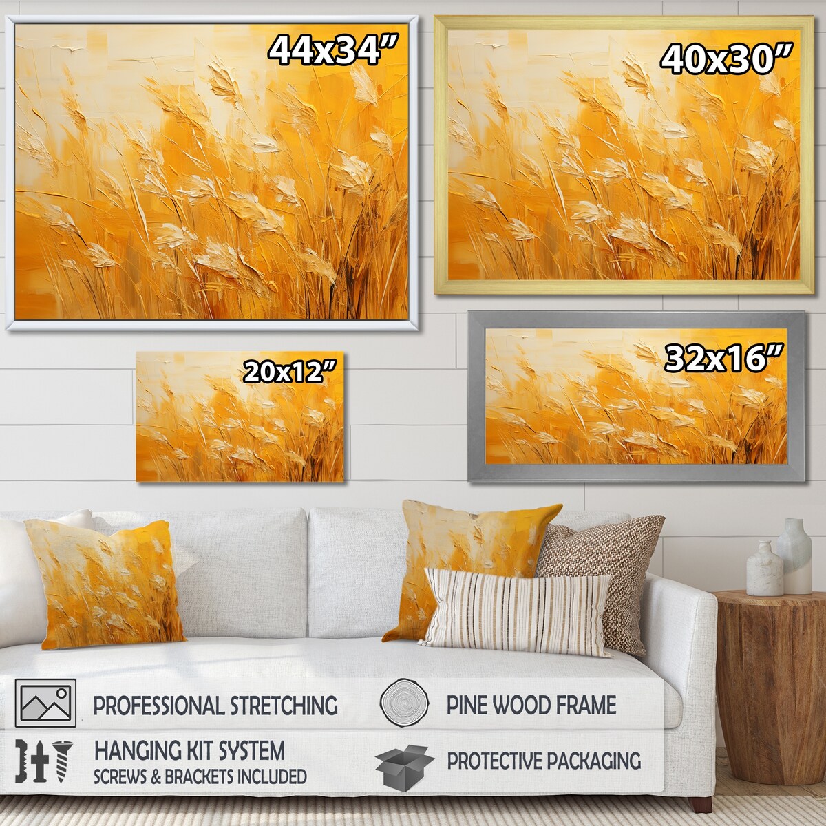 Designart "Sunset Meadow Golden Landscape" Meadow Wall Art
