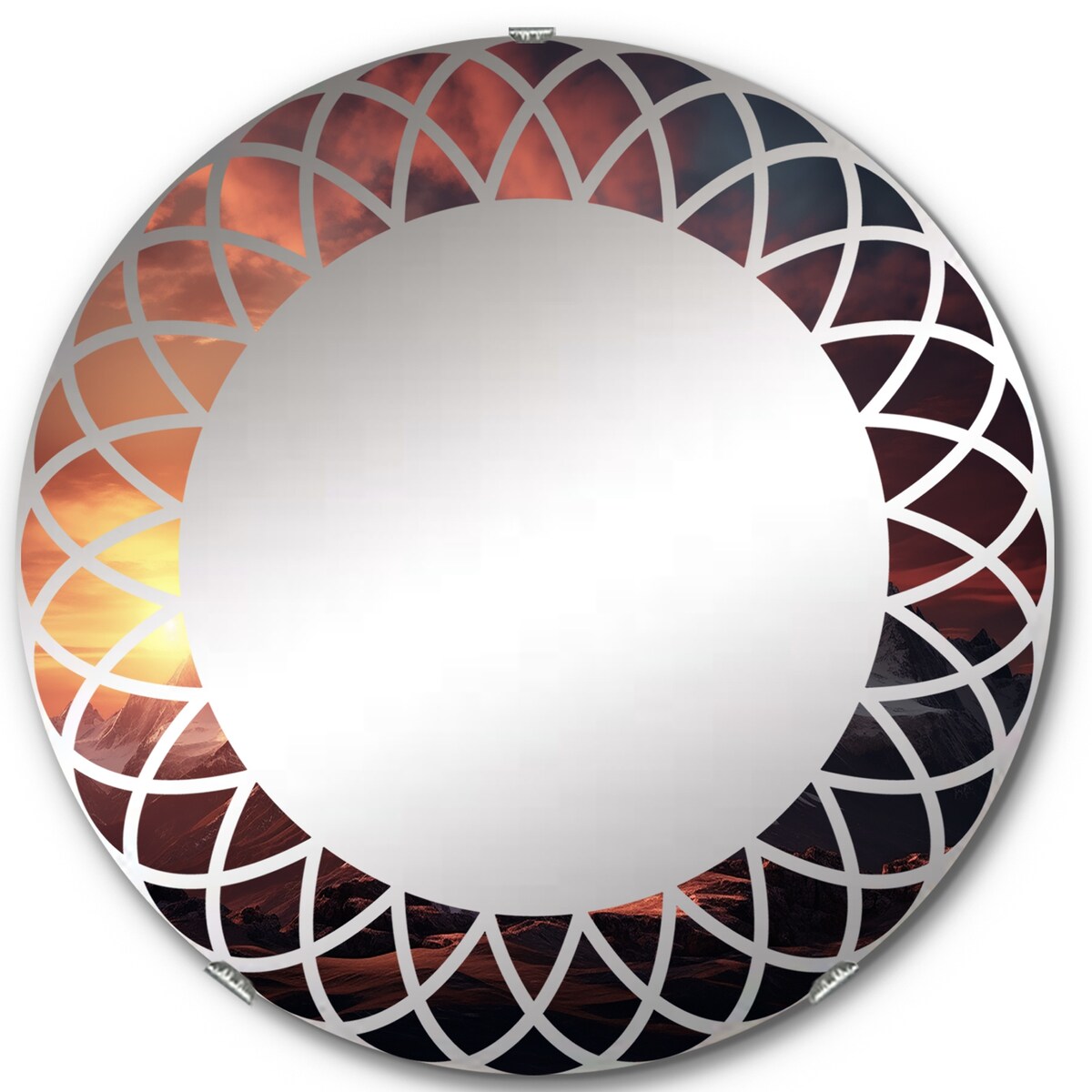 Designart "Sunset Montain Retreat I" Landscapes Modern Wall Mirror