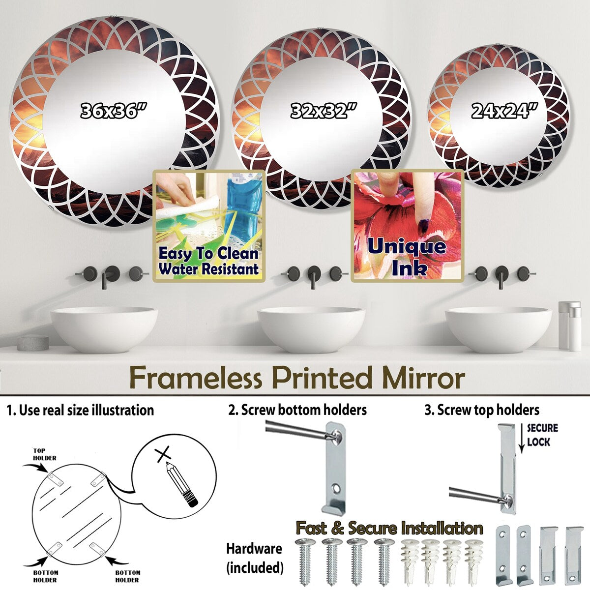 Designart "Sunset Montain Retreat I" Landscapes Modern Wall Mirror