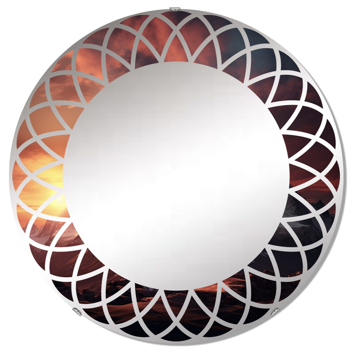 Designart "Sunset Montain Retreat I" Landscapes Modern Wall Mirror