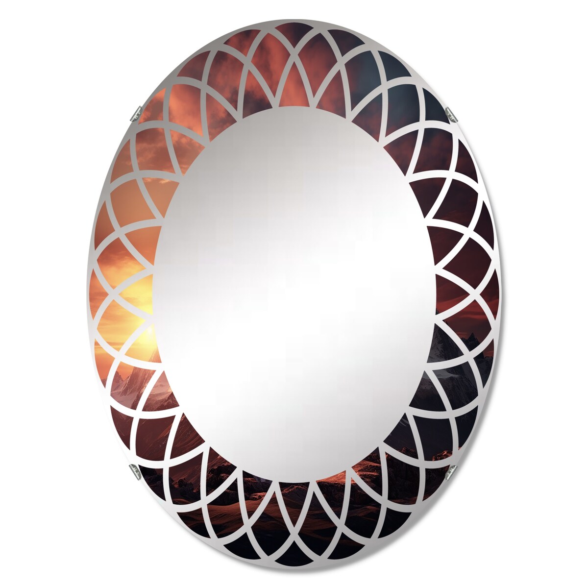 Designart "Sunset Montain Retreat I" Landscapes Modern Wall Mirror
