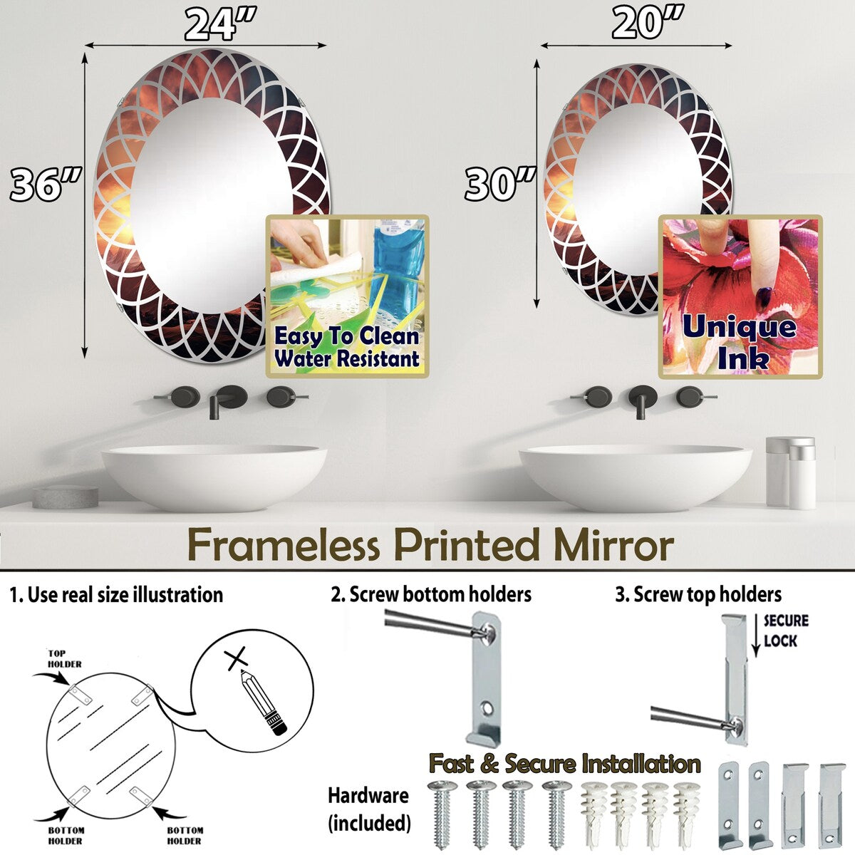 Designart "Sunset Montain Retreat I" Landscapes Modern Wall Mirror