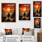 Designart "Sunset Wild Westcowboy I" Cowboys Wall Decor Black - Southwestern Entryway Framed Wall Art Print