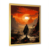 Designart "Sunset Wild Westcowboy I" Cowboys Wall Decor Black - Southwestern Entryway Framed Wall Art Print