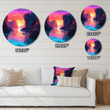 Designart "Sunset"S Embrace At The Beach II" Modern Landscape Beach Metal Round Wall Art