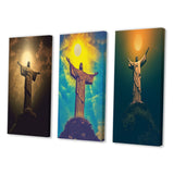 Designart "Supermoon Over Christ the Redeemer In Rio VIII" Christianism Wall Art Set Of 3 - Gallery Set For Office Decor