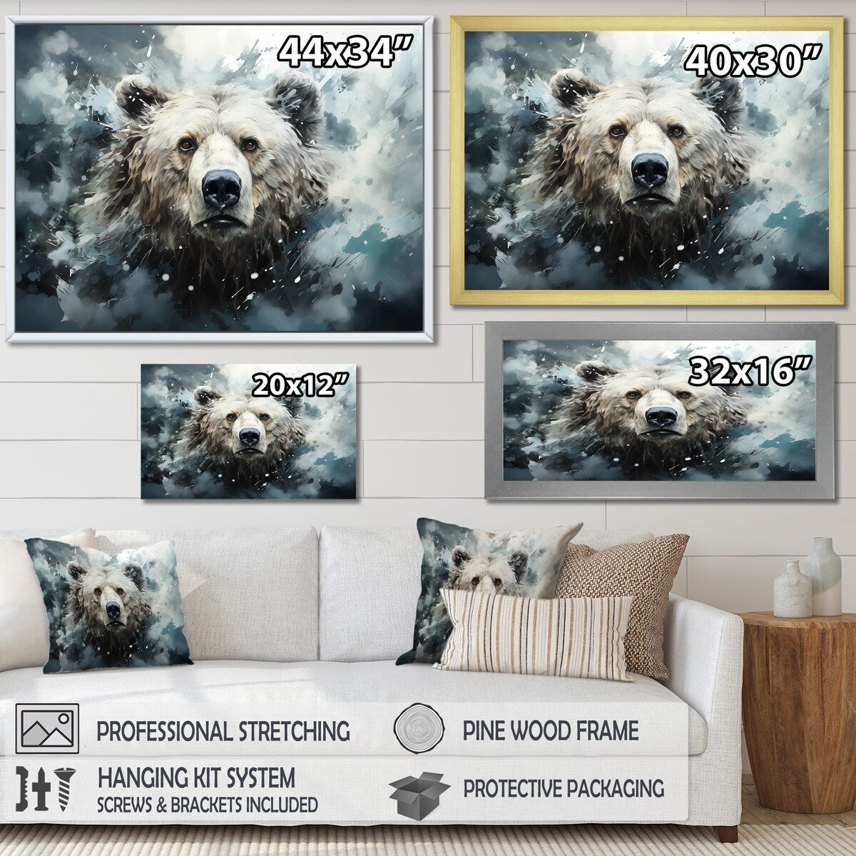 Designart "Surrealism Grizzly Bear In Dreamy Background" Bear 2 Wall Art