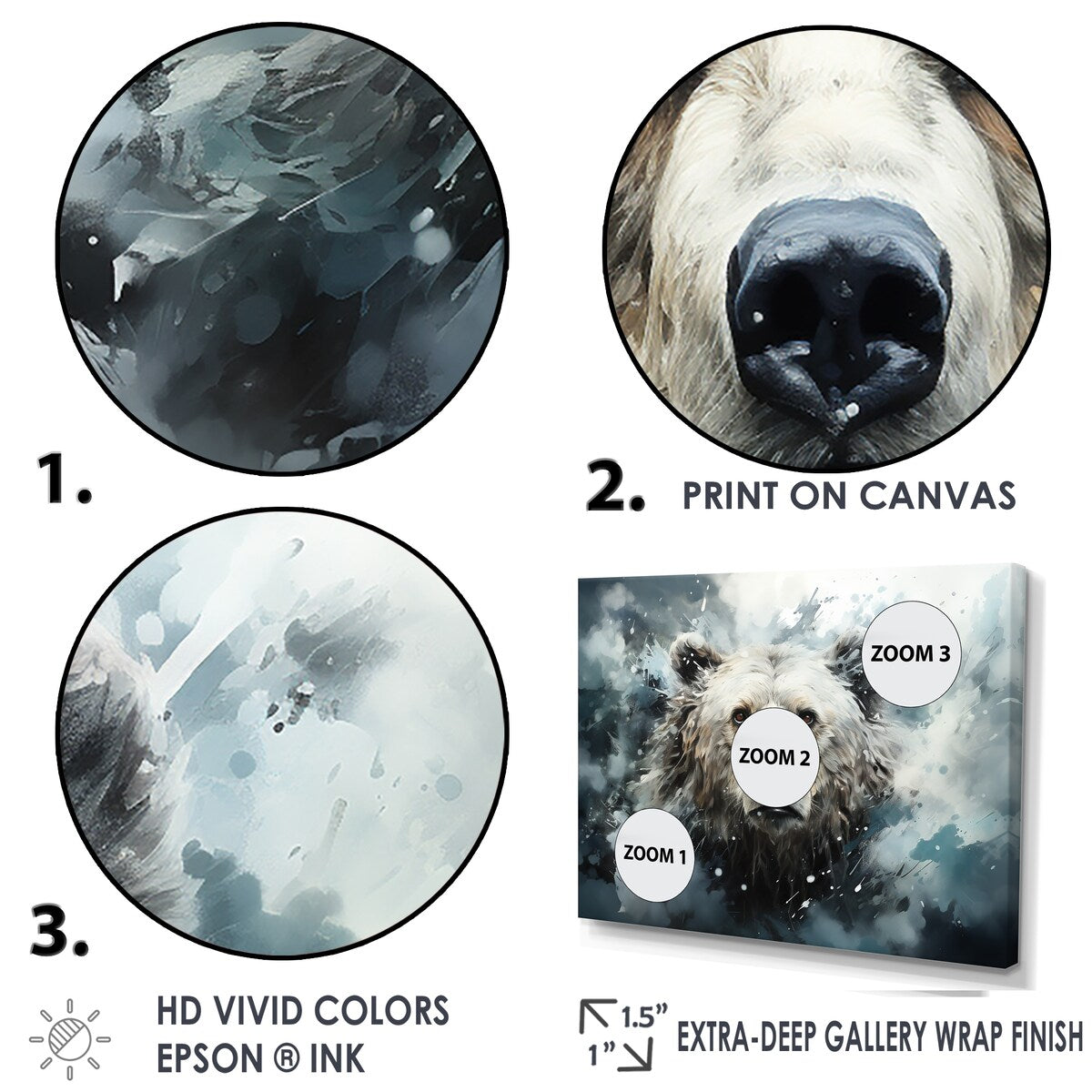 Designart "Surrealism Grizzly Bear In Dreamy Background" Bear 2 Wall Art