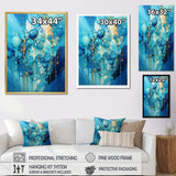 Designart "Symphony White And Blue Drip Painting I" Drip Painting Framed Wall Art Prints