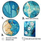 Designart "Symphony White And Blue Drip Painting I" Drip Painting Framed Wall Art Prints