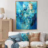 Designart "Symphony White And Blue Drip Painting I" Drip Painting Framed Wall Art Prints