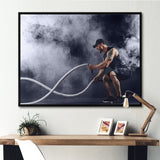 Designart "Tattooed Bearded Male Exercising" Aerobic & Bodybuilding Framed Wall Decor