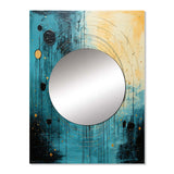 Designart "Teal And Black Minimalism Moon I" Abstract Collages Mirror Blue - Modern Large Mirror For Wall Art Decor