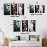 Designart "Teal And Gold Marble Art" Abstract Painting Wall Art Set Of 3 - Modern Printed Art Set For Bedroom