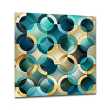 Designart "Teal And Golden Modern Geometric Tiles" Abstract Gloss Wall Decor - Modern Acrylic Wall Art For Hallway Decor