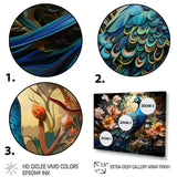 Designart "Teal Peacock Parade I" Animals Framed Wall Decor