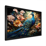 Designart "Teal Peacock Parade I" Animals Framed Wall Decor