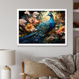 Designart "Teal Peacock Parade I" Animals Framed Wall Decor