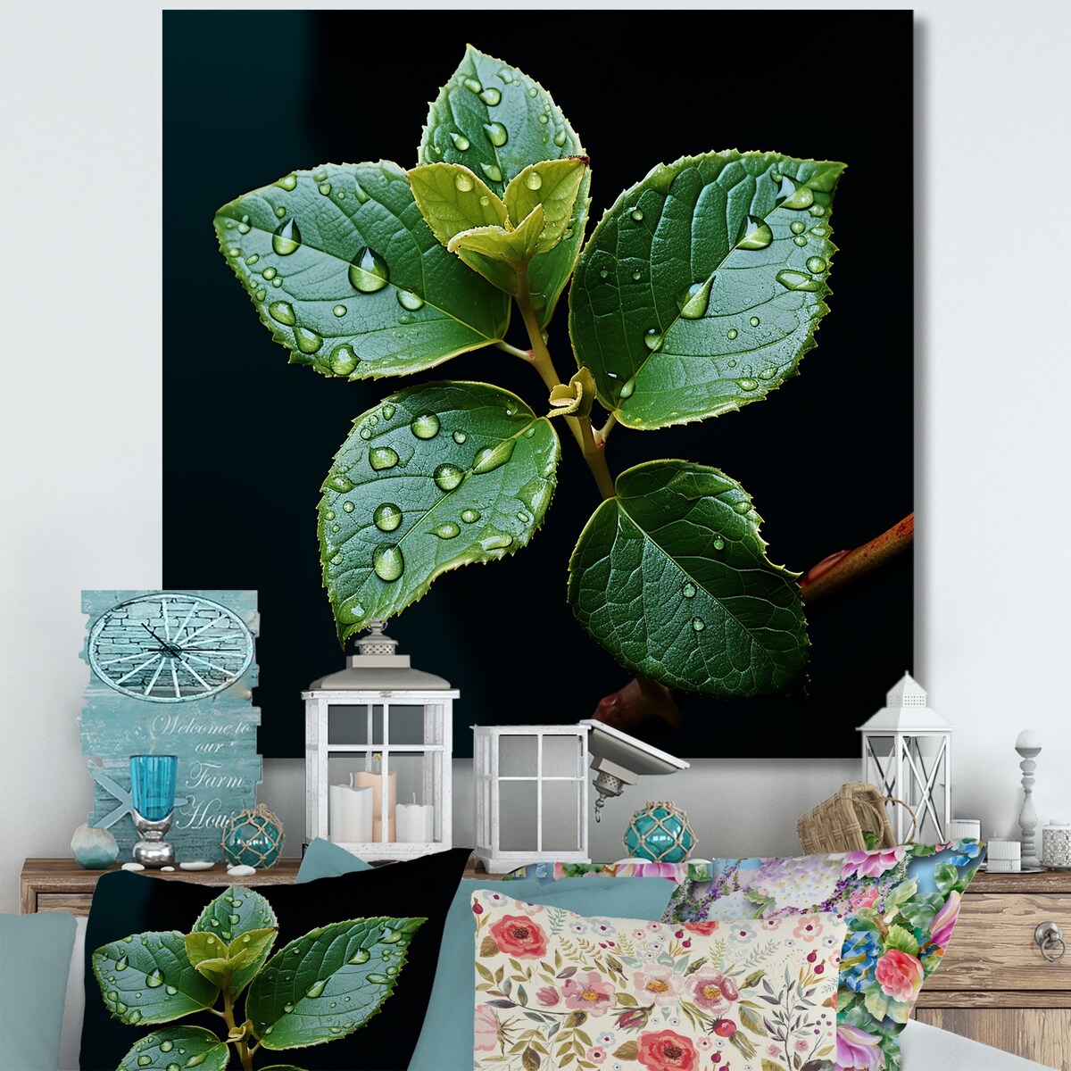 Designart "Teal Tranquility Leaf Expression I" Leaves Wall Art