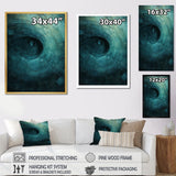 Designart "Teal Twisting Tranquility Spiral I" Abstract Spirals Framed Wall Art Prints