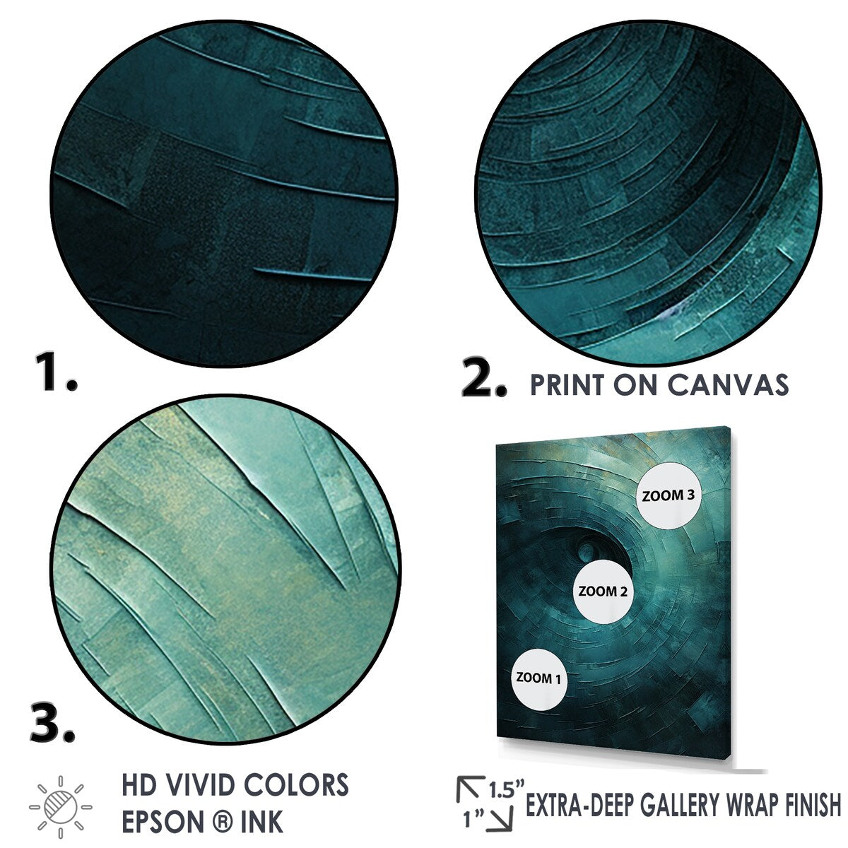 Designart "Teal Twisting Tranquility Spiral I" Abstract Spirals Framed Wall Art Prints