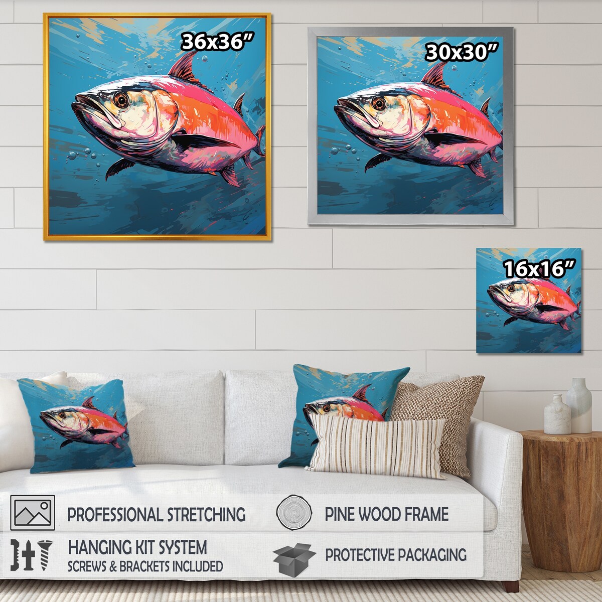 Designart "Technicolor Tuna " Pop Art Wall Art Print