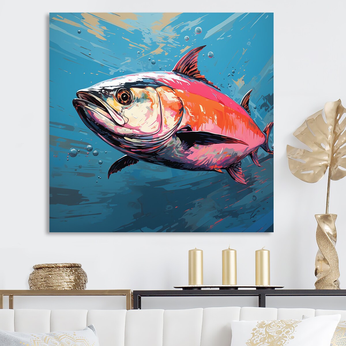 Designart "Technicolor Tuna " Pop Art Wall Art Print