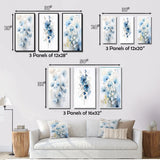 Designart "Tender Ginko Leaves in Shades Of Blue IV" Leaves Blue - Gallery Wall Set Of 3 For Home Decor