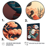Designart "Terra Cotta Bonzai Mountains III" Cottage Lake Mountains Canvas Art Print - 3 Panels