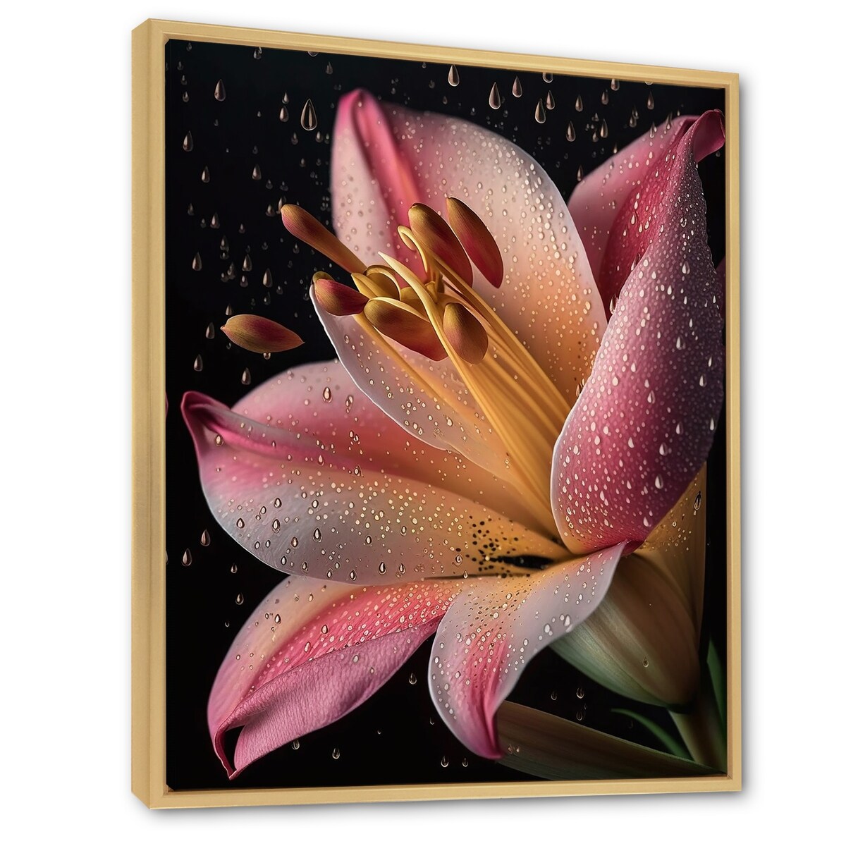Designart "The Beauty Of Pink Lily Blossoming I" Lily Framed Wall Art Living Room
