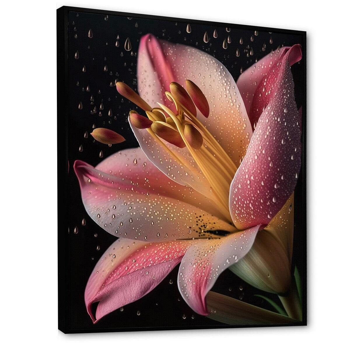 Designart "The Beauty Of Pink Lily Blossoming I" Lily Framed Wall Art Living Room